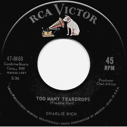 Charlie Rich Too Many Teardrops USED VINYL 7INCH 45 RPM
