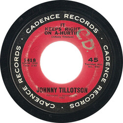 Johnny Tillotson It Keeps Right On A-Hurtin' / She Gave Sweet Love To Me USED VINYL 7INCH 45 RPM