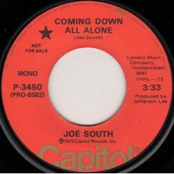 Joe South Coming Down All Alone USED VINYL 7INCH 45 RPM PROMO STEREO MONO