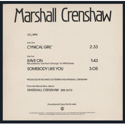 Marshall Crenshaw Cynical Girl USED VINYL 12INCH 33 S RPM MAXI-SINGLE PROMO