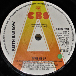 Keith Barrow Turn Me Up USED VINYL 7INCH 45 RPM SINGLE PROMO