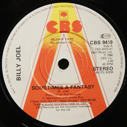 Billy Joel Sometimes A Fantasy Vinyl 7" USED
