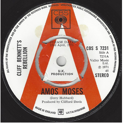 Cliff Bennett's Rebellion Amos Moses / Movin' And Travelin' On Vinyl 7" USED