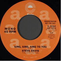 Stephen Allen Davis Sing, Sing, Sing To You USED VINYL 7INCH 45 RPM PROMO STEREO MONO