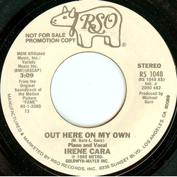 Irene Cara Out Here On My Own Vinyl 7" USED