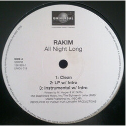 Rakim All Night Long USED VINYL 12INCH 33 S RPM