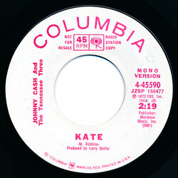 Johnny Cash And The Tennessee Three Kate USED VINYL 7INCH 45 RPM SINGLE PROMO STEREO MONO