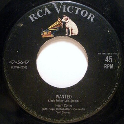 Perry Como Wanted / Look Out The Window (And See How I'm Standing In The Rain) USED VINYL 7INCH 45 RPM SINGLE