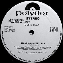 Ollie Baba Stomp Your Feet USED VINYL 12INCH 33 S RPM PROMO