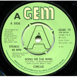 Circus (42) Song On The Wind Vinyl 7" USED