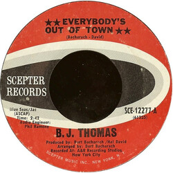 B.J. Thomas Everybody's Out Of Town USED VINYL 7INCH SINGLE 45 RPM