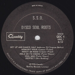 The S.S.O. Orchestra Disco Soul Roots USED VINYL 12INCH 33 S RPM