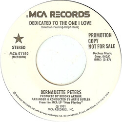 Bernadette Peters Dedicated To The One I Love USED VINYL 7INCH 45 RPM PROMO STEREO