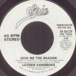 Luther Vandross Give Me The Reason USED VINYL 7INCH 45 RPM PROMO