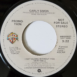 Carly Simon I Get Along Without You Very Well / Body And Soul Vinyl 7" USED