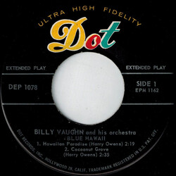 Billy Vaughn And His Orchestra Blue Hawaii USED VINYL 7INCH 45 RPM EP