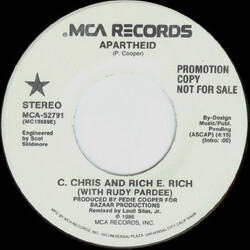 C. Chris / The Real Richie Rich / Rudy Pardee Apartheid USED VINYL 7INCH PROMO 45 RPM