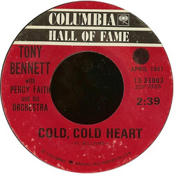 Tony Bennett / Percy Faith & His Orchestra Cold, Cold Heart / Because Of You USED VINYL 7INCH 45 RPM