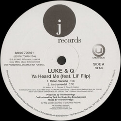 Luke & Q Ya Heard Me USED VINYL 12INCH 33 S RPM PROMO