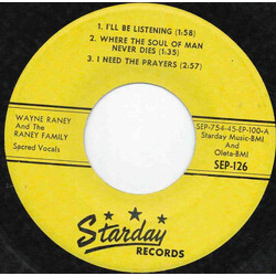 Wayne Raney / Raney Family Sacred Vocals USED VINYL 7INCH 45 RPM EP