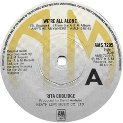 Rita Coolidge We're All Alone USED VINYL 7INCH 45 RPM SINGLE