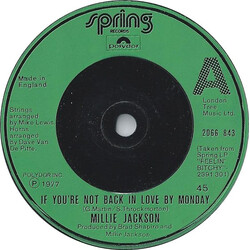 Millie Jackson If You're Not Back In Love By Monday USED VINYL 7INCH 45 RPM