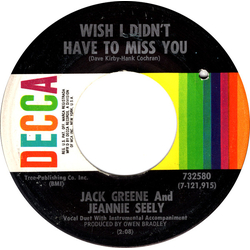 Jack Greene / Jeannie Seely My Tears Don't Show Vinyl 7" USED