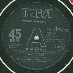 Average White Band For You For Love / Help Is On The Way USED VINYL 12INCH PROMO
