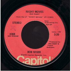 Bob Seger Night Moves USED VINYL 7INCH 45 RPM SINGLE