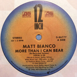 Matt Bianco More Than I Can Bear USED VINYL 12INCH 33 S RPM