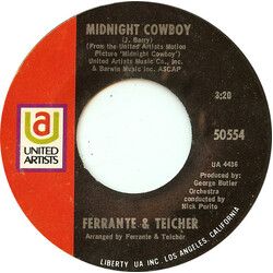 Ferrante & Teicher Midnight Cowboy / Rock-A-Bye Baby USED VINYL 7INCH 45 RPM SINGLE STYRENE