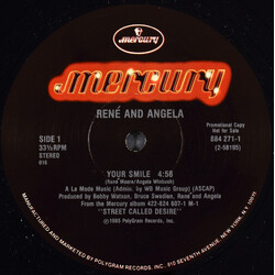René & Angela Your Smile USED VINYL 12INCH 33 S RPM PROMO