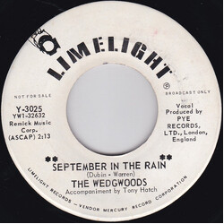 The Wedgwoods September In The Rain USED VINYL 7INCH 45 RPM SINGLE PROMO
