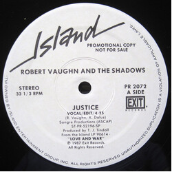 Robert Vaughn / The Shadows (5) Justice USED VINYL 12INCH PROMO SINGLE 33 S RPM