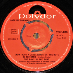 The Boys In The Band How About A Little Hand (For The Boys In The Band) Vinyl 7" USED