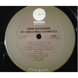 John Davidson My Christmas Favorites Vinyl LP USED