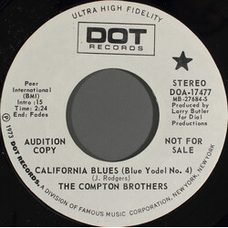 The Compton Brothers California Blues (Blue Yodel No. 4) USED VINYL 7INCH 45 RPM PROMO