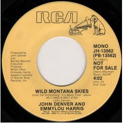 John Denver / Emmylou Harris Wild Montana Skies USED VINYL 7INCH 45 RPM PROMO STEREO MONO