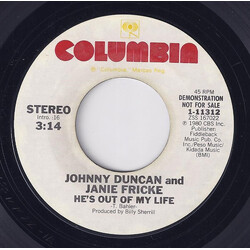 Johnny Duncan (3) / Janie Fricke He's Out Of My Life USED VINYL 7INCH 45 RPM SINGLE PROMO