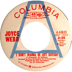 Joyce Webb I Don't Wanna Be Left Outside / Tears To Us USED VINYL 7INCH 45 RPM SINGLE PROMO