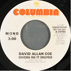 David Allan Coe Divers Do It Deeper USED VINYL 7INCH 45 RPM PROMO STYRENE STEREO MONO
