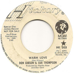 Don Gibson / Sue Thompson Warm Love / Fly The Friendly Skies With Jesus USED VINYL 7INCH 45 RPM PROMO