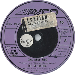The Stylistics Sing Baby Sing Vinyl 7" USED