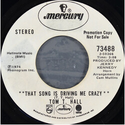 Tom T. Hall That Song Is Driving Me Crazy / Forget It USED VINYL 7INCH 45 RPM SINGLE PROMO STYRENE STEREO