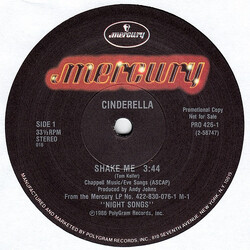 Cinderella (3) Shake Me USED VINYL 12INCH SINGLE PROMO