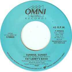 Fat Larry's Band Sunrise, Sunset USED VINYL 7INCH 45 RPM SINGLE PROMO STEREO