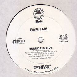 Ram Jam Hurricane Ride / Pretty Poison USED VINYL 12INCH 33 S RPM PROMO