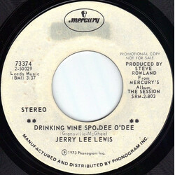 Jerry Lee Lewis Drinking Wine Spo-Dee O'Dee USED VINYL 7INCH 45 RPM SINGLE PROMO STEREO