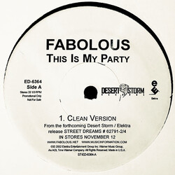 Fabolous This Is My Party USED VINYL 12INCH PROMO 33 S RPM