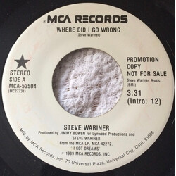 Steve Wariner Where Did I Go Wrong USED VINYL 7INCH SINGLE PROMO STEREO